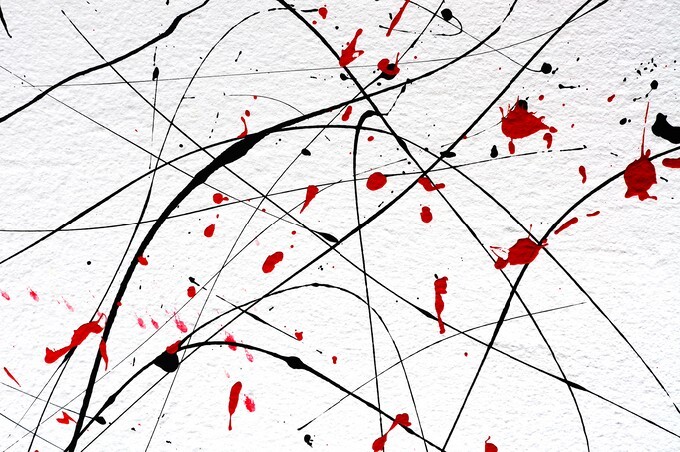 White wall with Red and Black modern abstract art details